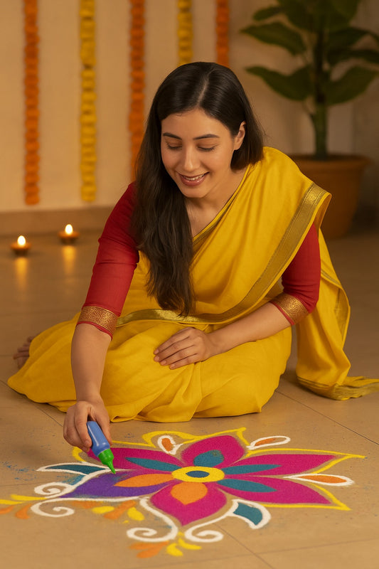 Rangoli Colours Powder Bottles for Floor Decorations - Pack of 10 Rangoli Powder Bottles Used for Decoration of Diwali, Navaratri,Pongal, Puja Mandir and Festival, 40gm Each