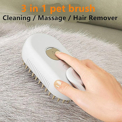 Steam Brush for Dog Cat 3 in 1 Water Brush for Dogs Silicone Massage Dog Comb Electric Multifunctional Water Brush Spa for Dogs USB Rechargeable Steamy Brush for Pets